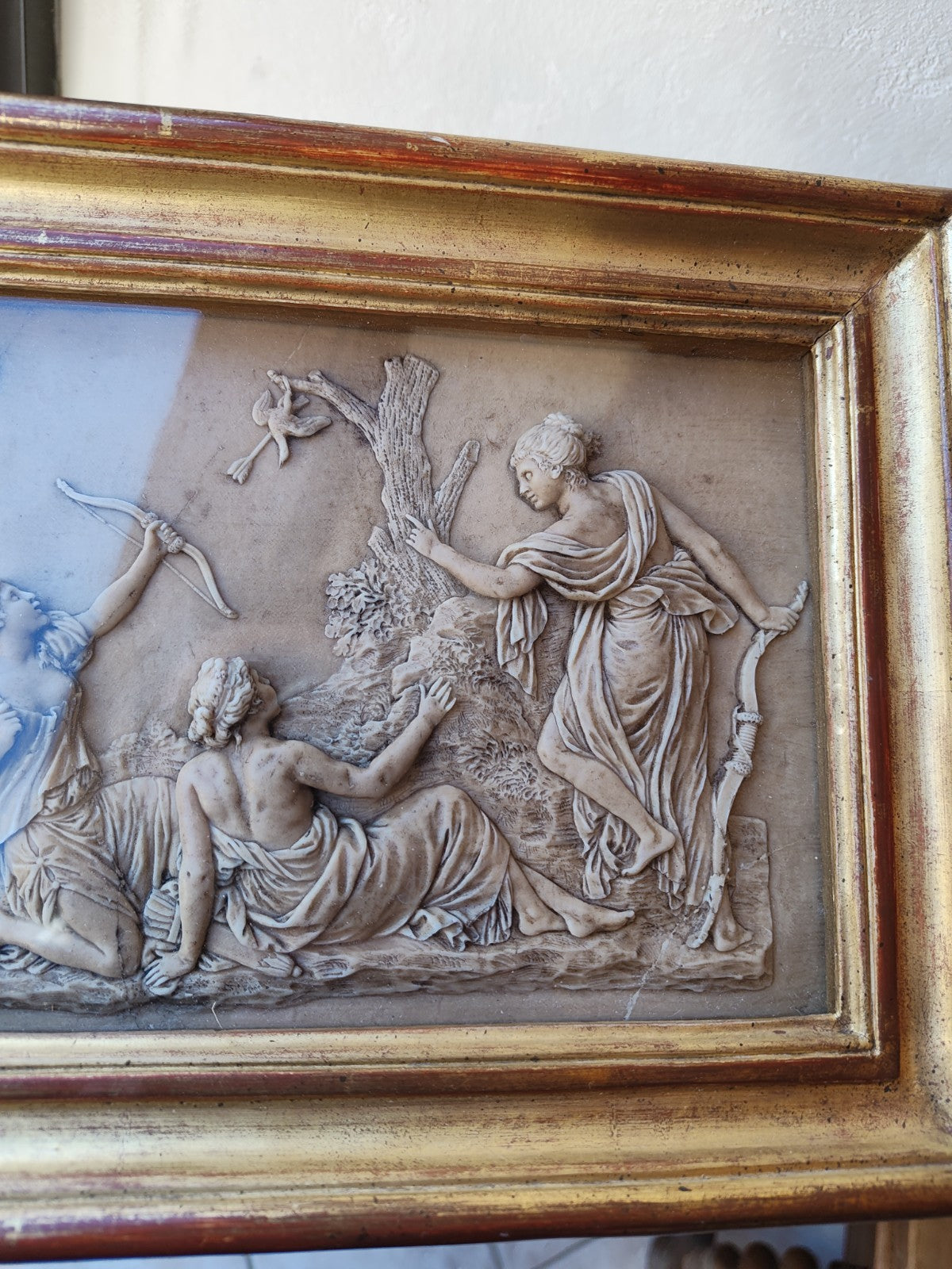 Superb Framed Antique Marble Bas-Relief