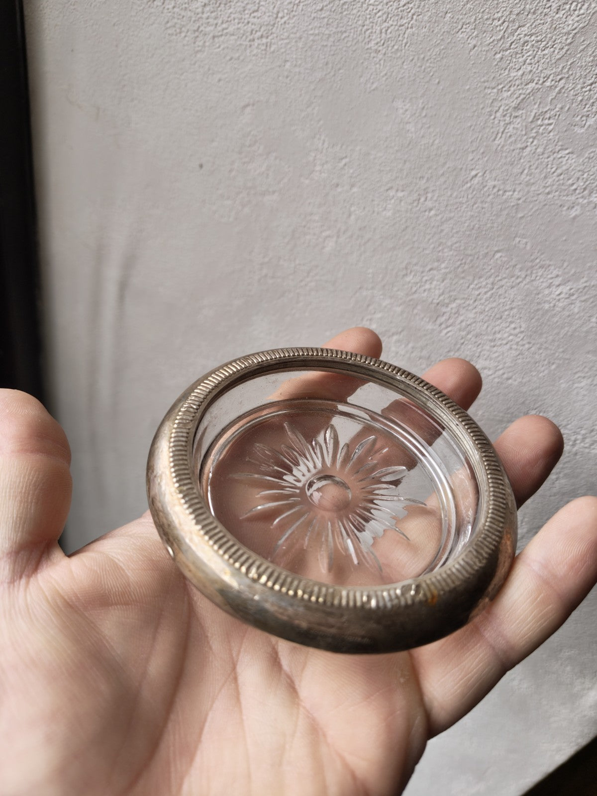 Glass Coaster, Silver Plated Crown Sterling