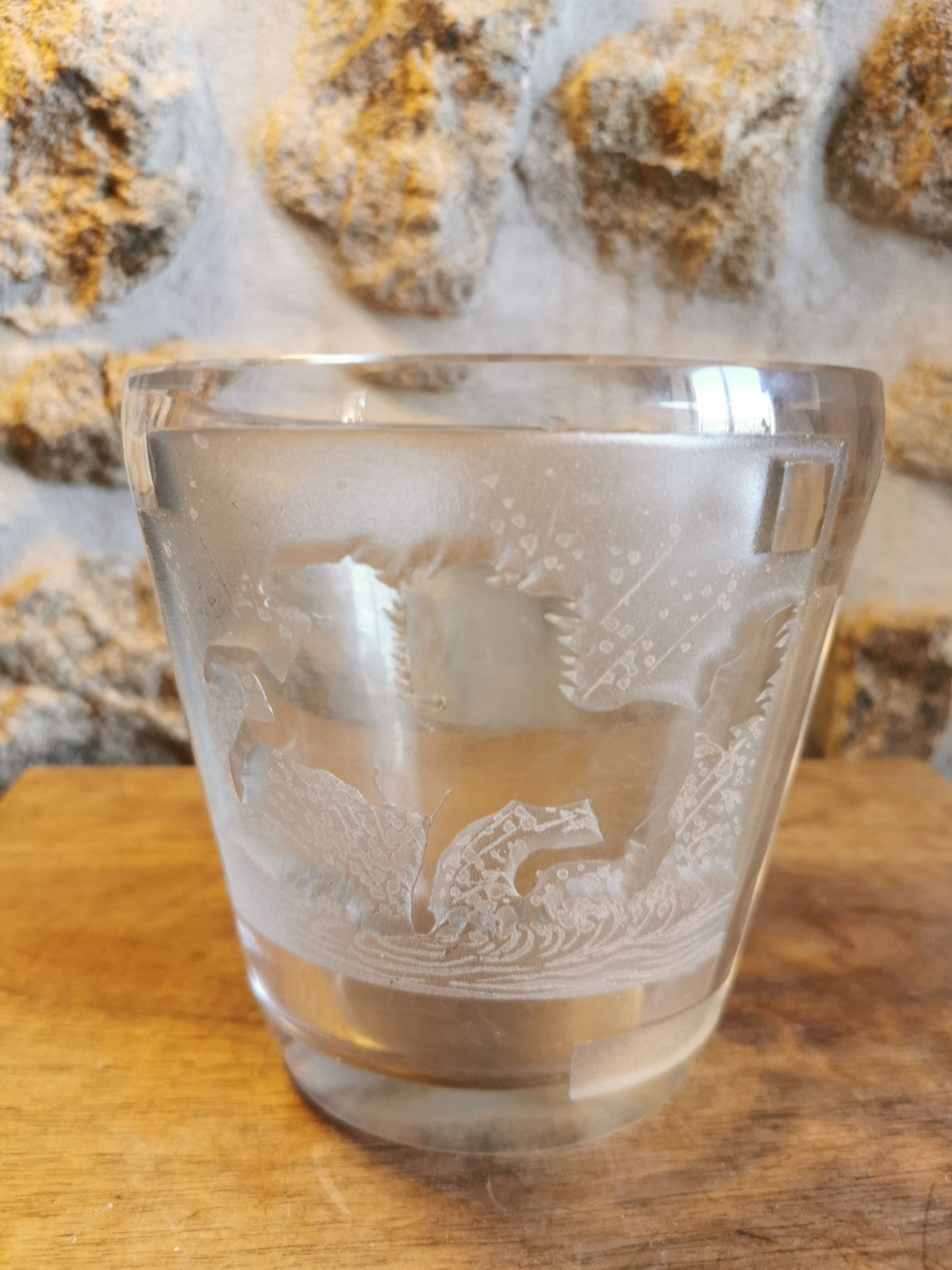 美しいリュネヴィル・ミュラーのアイスバケツ、馬、アールデコ