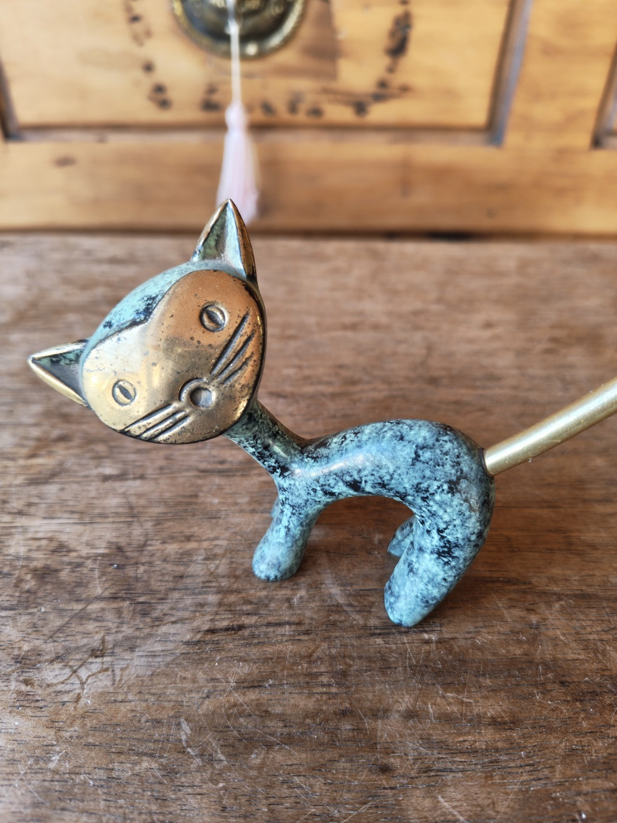 Cat Ring Holder in Brass by Walter Bosse