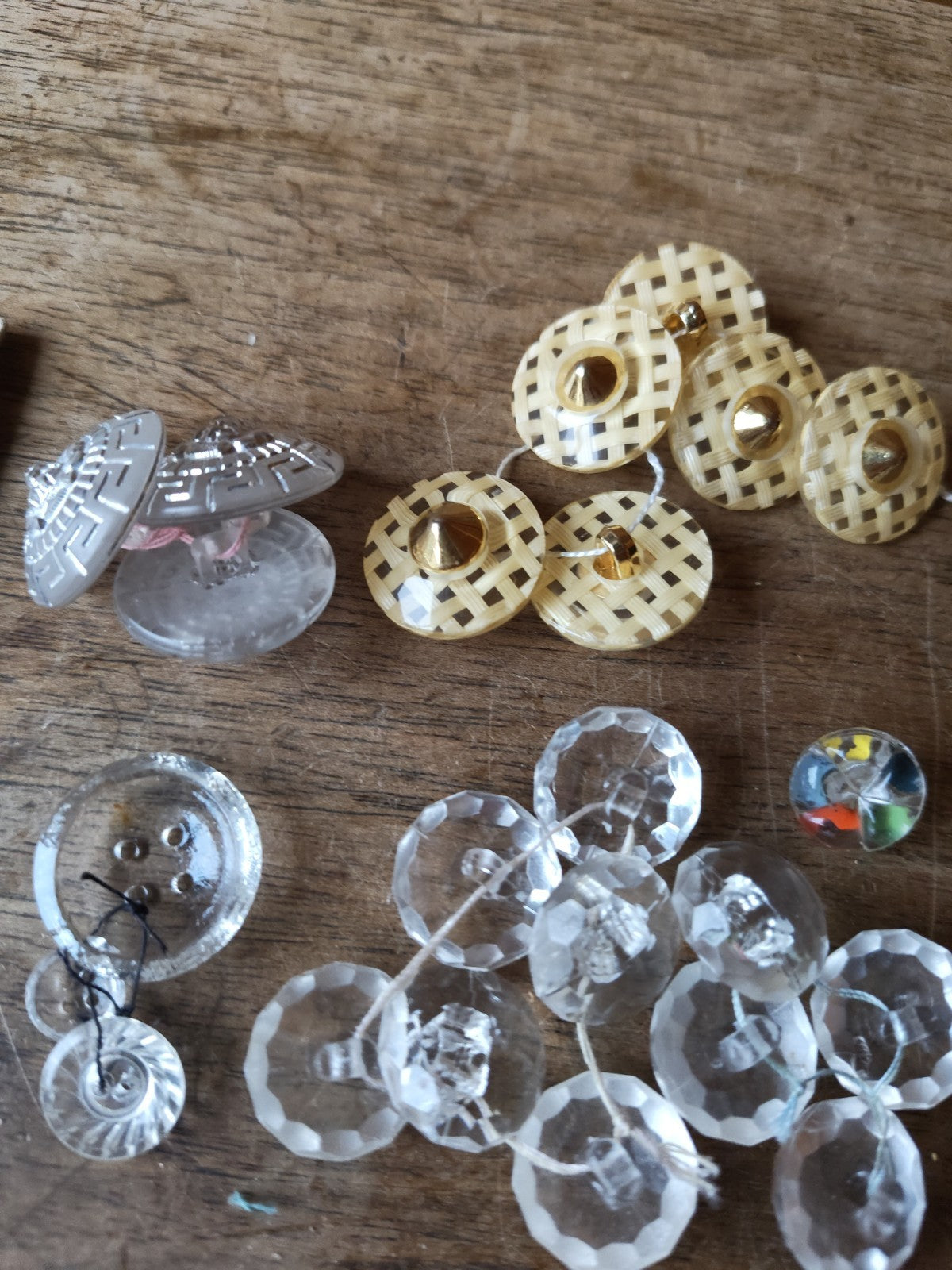 Lot of French Haberdashery Transparent Buttons with Decorations