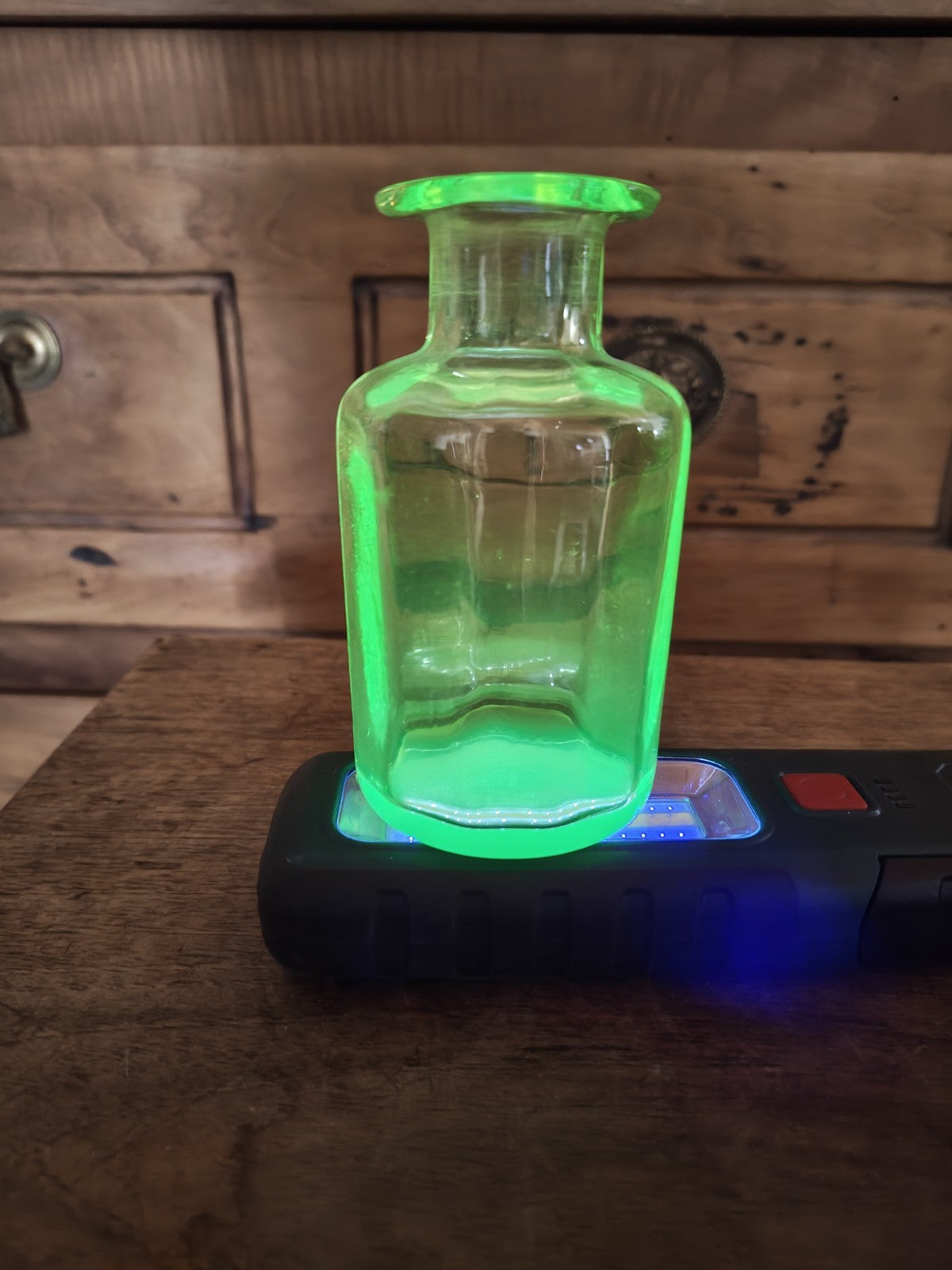 Two Antique Uranium Glass Perfume Bottles (Baccarat Resemblance)