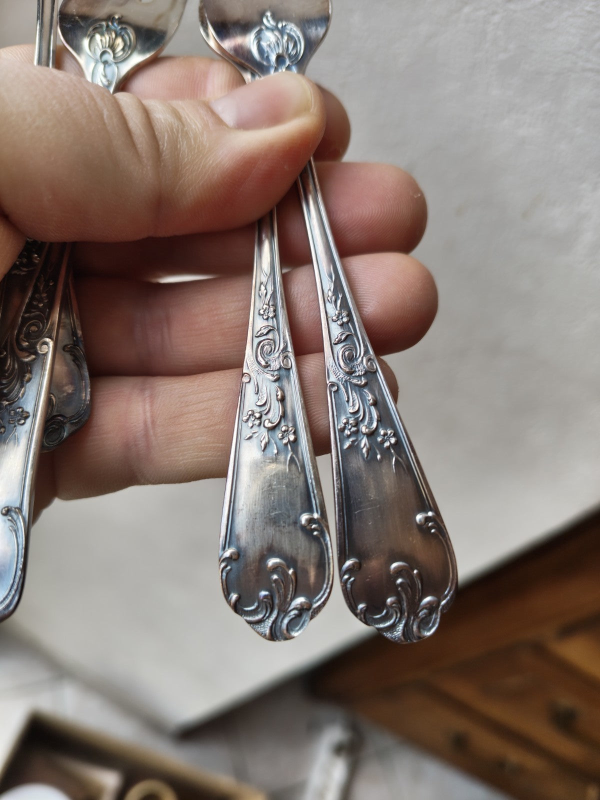Box of Twelve Silver-Plated Metal Dessert Forks, French Tableware