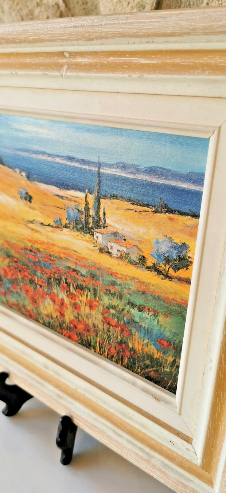 Painting of a House and Fields with Sea View