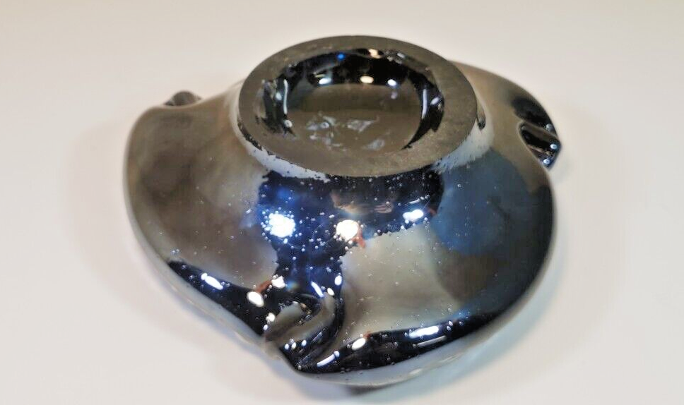 Magnificent Black Blown Glass Ashtray in the Style of Murano