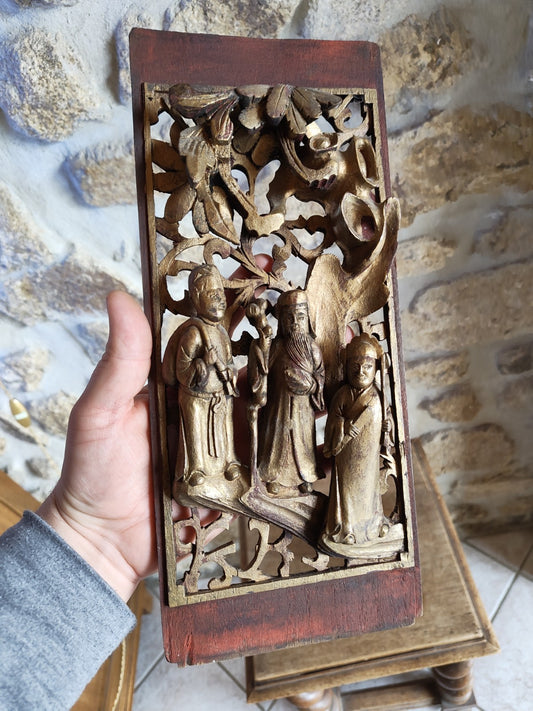 High Relief, Carved Wood, Engraving, China, 19th Century