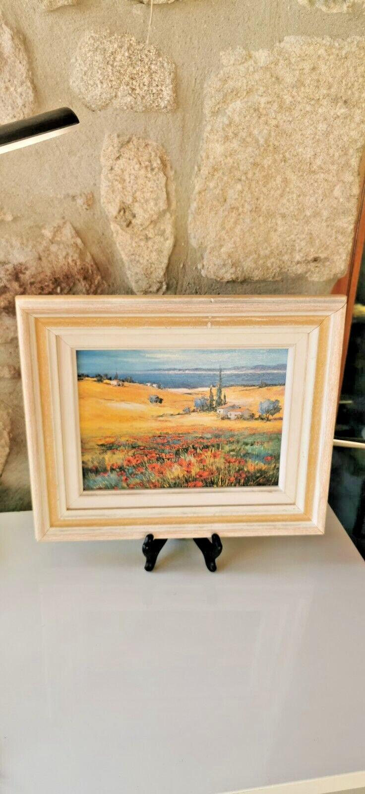 Painting of a House and Fields with Sea View
