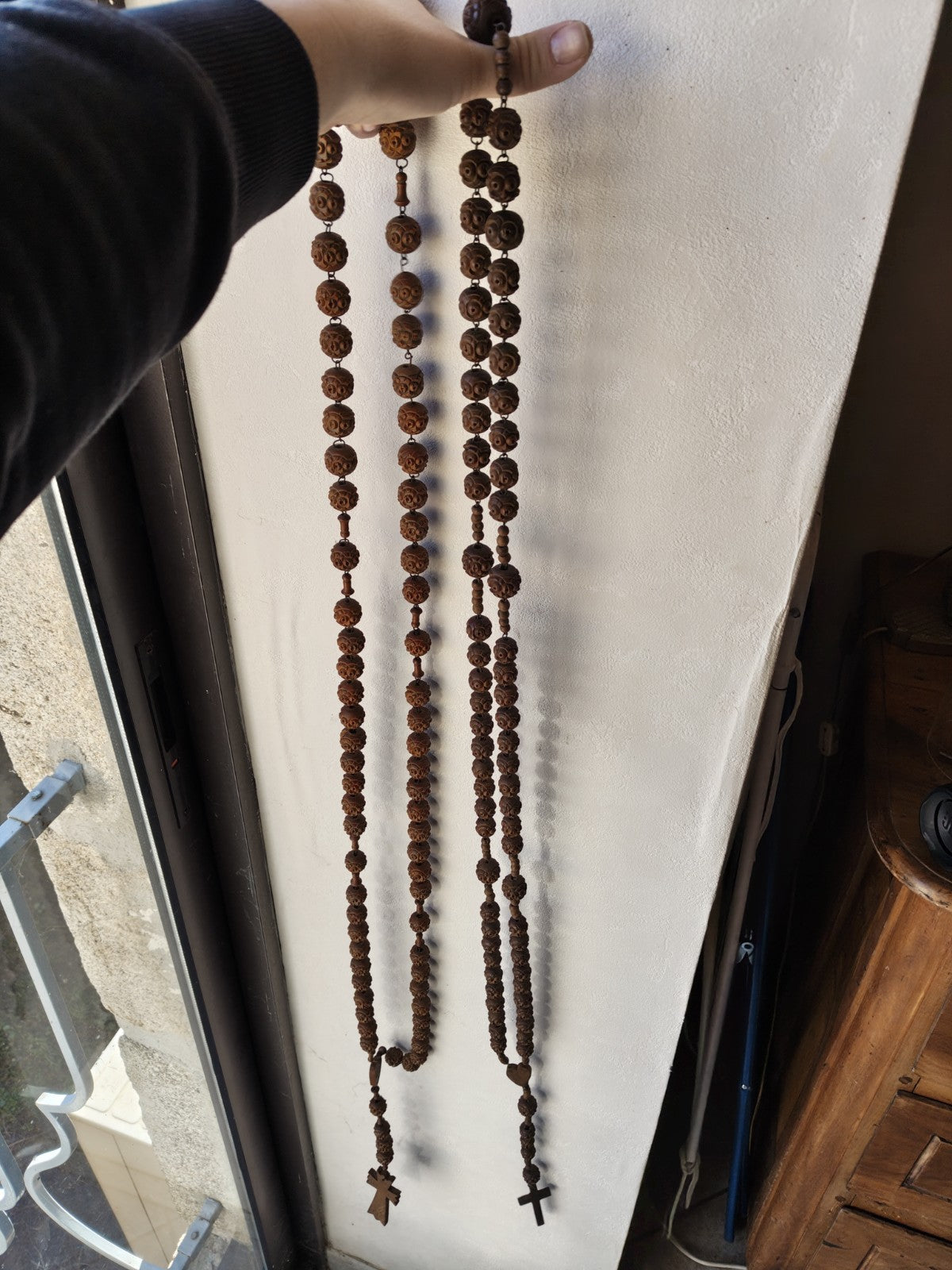 Lot of 2 Large Wooden Rosaries, Sacred Art, Religious