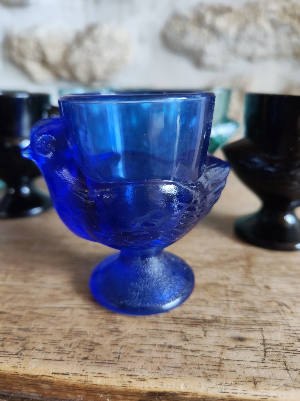 Lot of Vintage French Egg Cups, Hen Shape