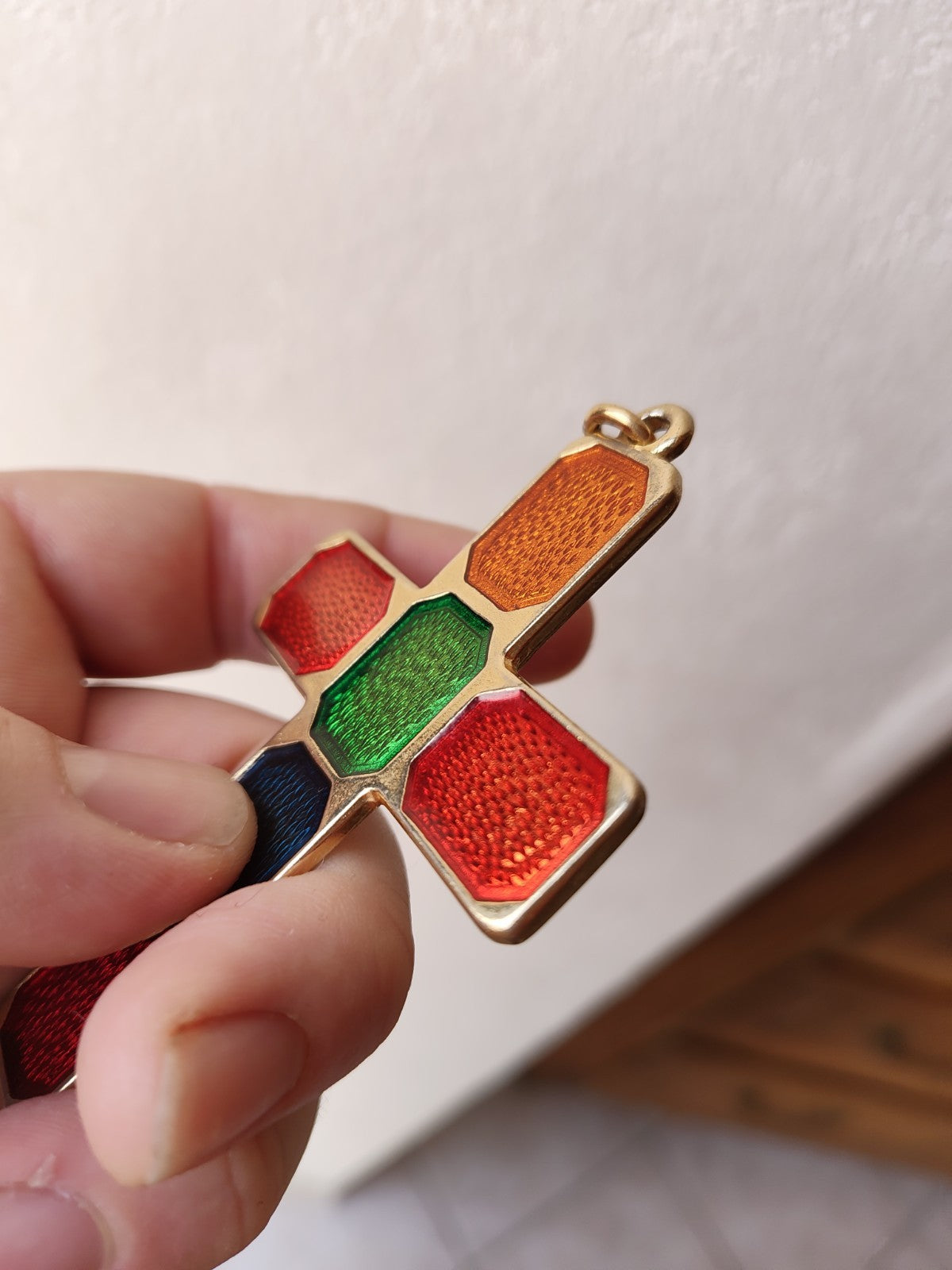 Colorful Cross Pendant in the Style of Christian Lacroix or Gucci