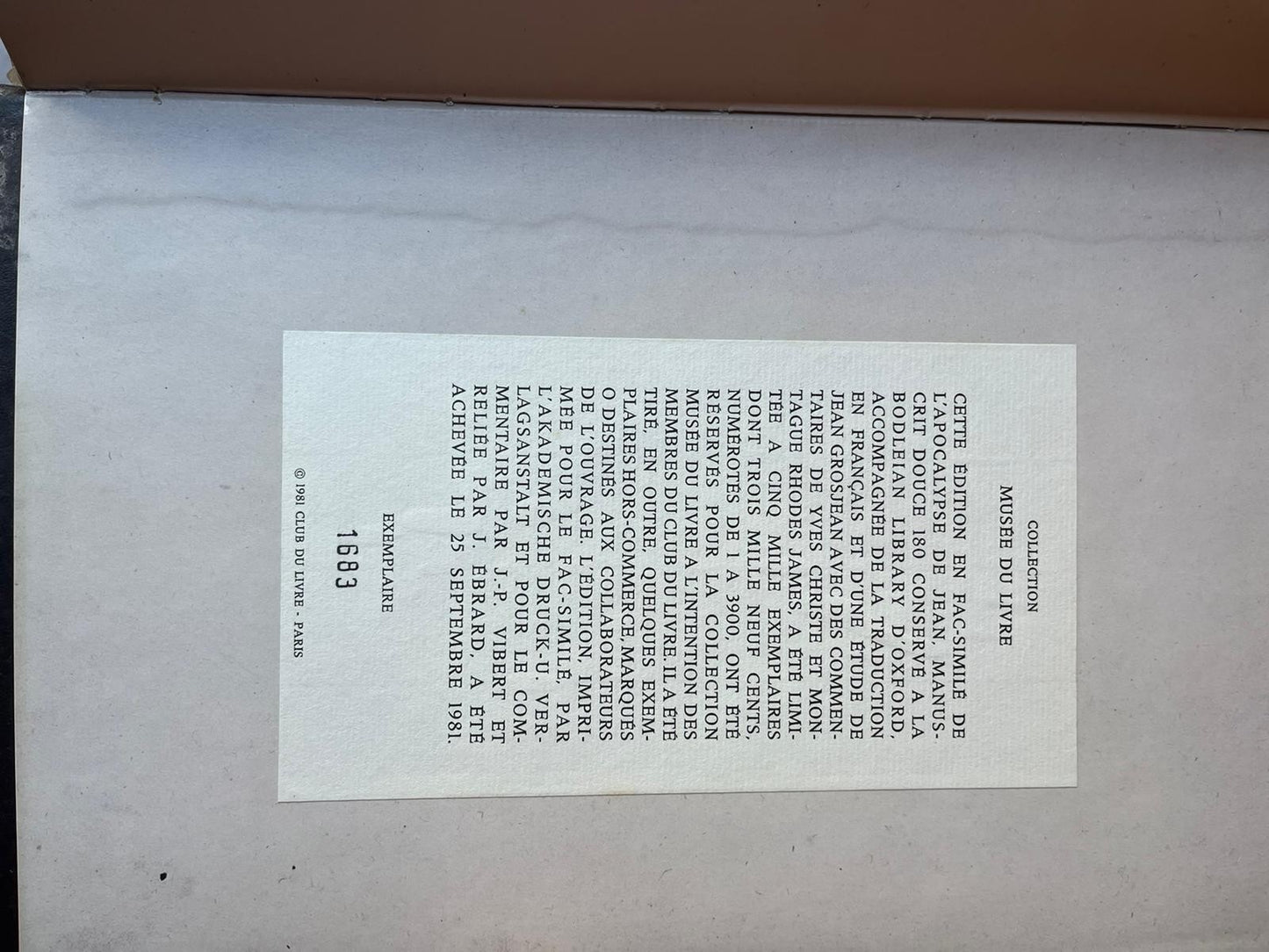 ヨハネの黙示録、1981年、ジャン・グロジャン著／全2巻