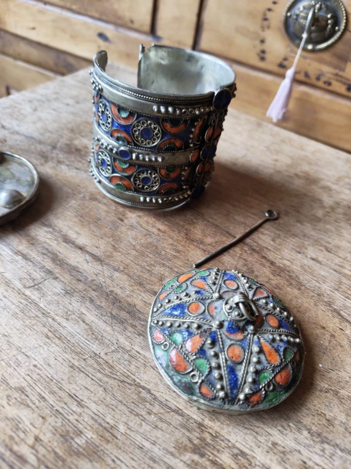 アンティークベルベルブレスレットボックス、民族芸術