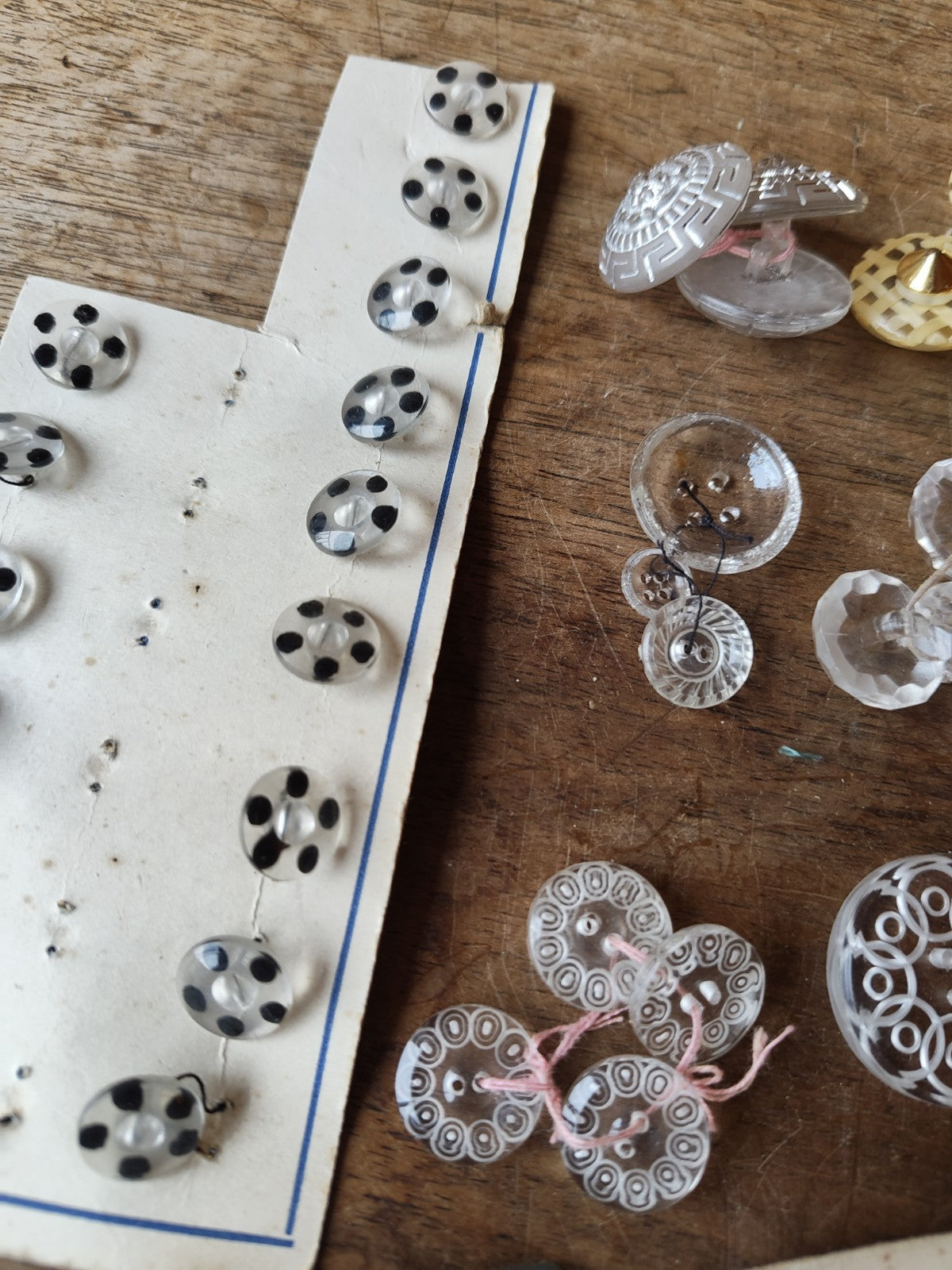 Lot of French Haberdashery Transparent Buttons with Decorations