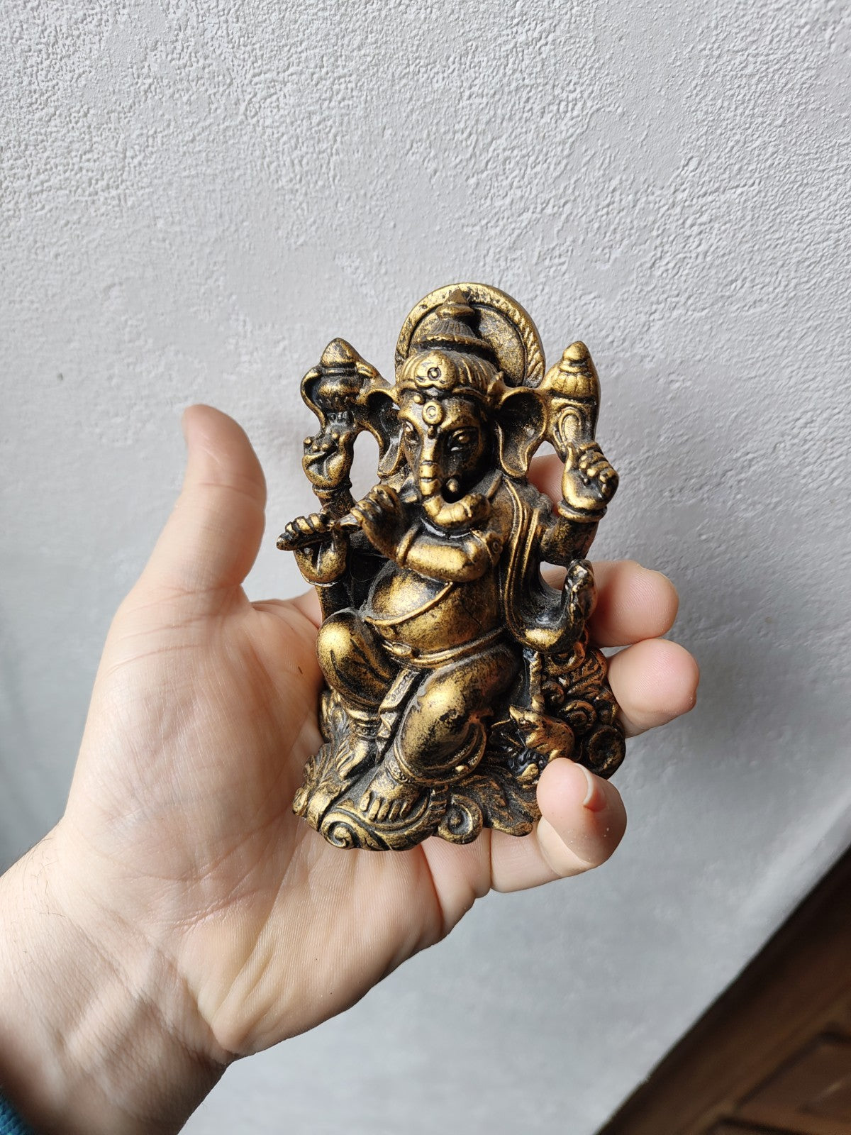 Ganesh Statue, Golden Resin, Ethnic Art, Hindu God