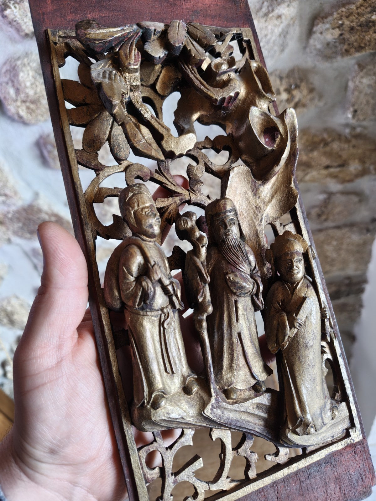 High Relief, Carved Wood, Engraving, China, 19th Century